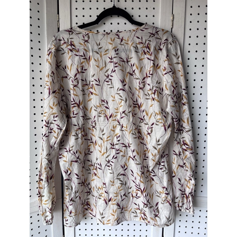Eddie Bauer Women's XL Cotton Tassel Tunic Popover Peasant Cottagecore Leaves - Picture 5 of 5
